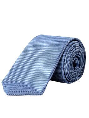 Hugo Boss Men's "Tie 7.5 cm Travel" Blue Geometric Print 100% Silk Tie